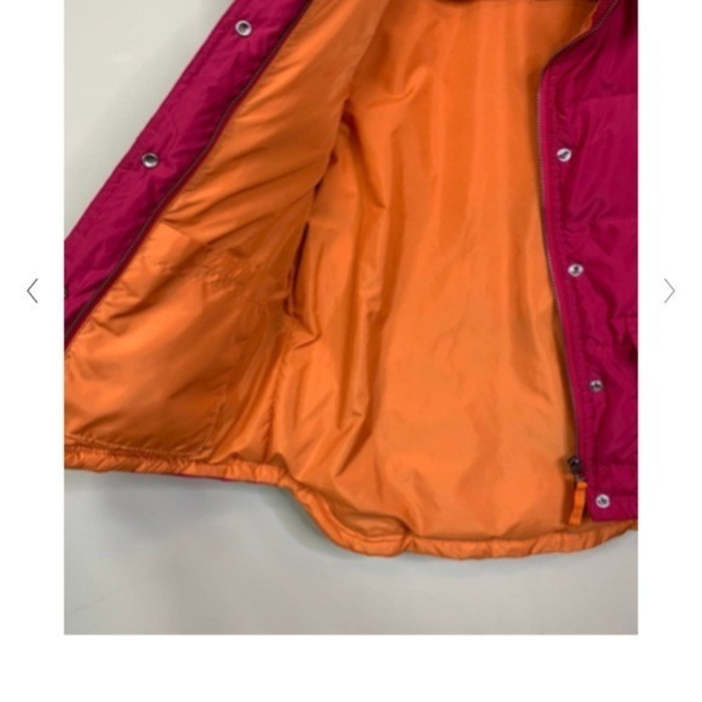 J.Crew Quilted Puffer Vest Bright Pink Orange Lined Snap Front Pockets Size M - Picture 6 of 12